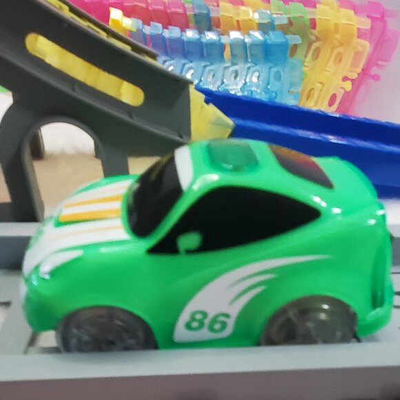 Twister Tracks Neon Glow-In-The-Dark Track 3 Vehicles Fire Truck Police Car - Picture 9 of 11